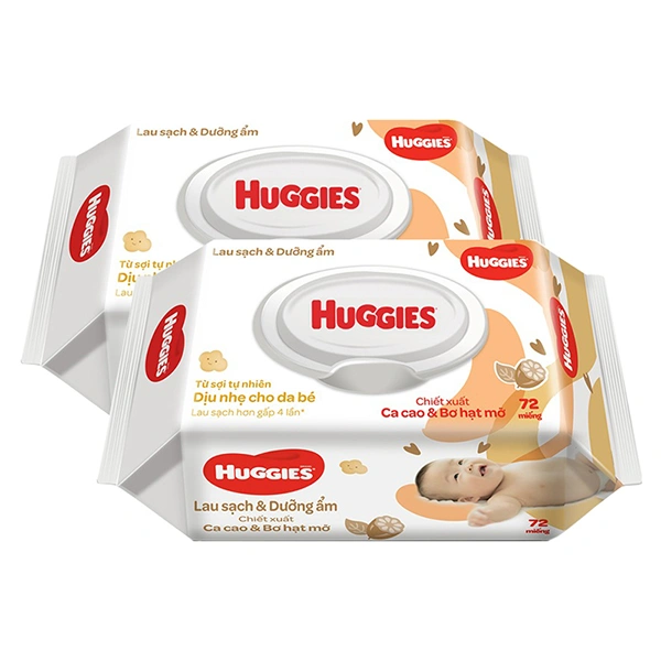 Combo 2 khăn ướt Huggies Nourishing Clean hương dịu nhẹ