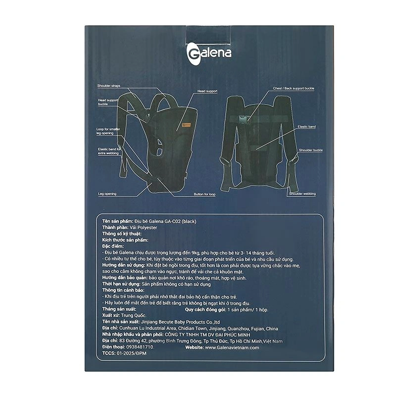 Địu em bé 3 tư thế Galena GA-C02 - Màu đen (3 - 14 tháng) 9