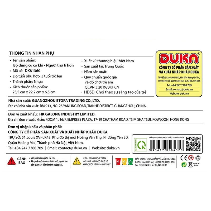 Đồ chơi bộ dụng cụ cơ khí người thợ tí hon Firstar DK81360 5