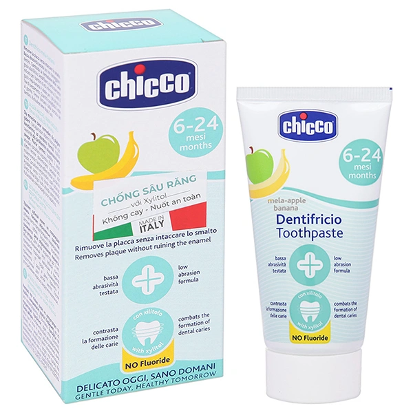 Kem đánh răng cho bé 6 - 24 tháng Chicco hương chuối và táo 50 ml 1