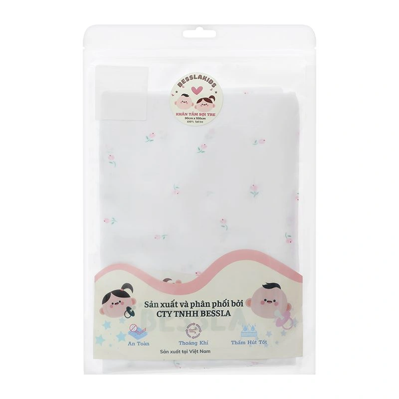 Khăn tắm sợi tre Bessla 2 lớp 90x100 cm - Hoa tulip 8