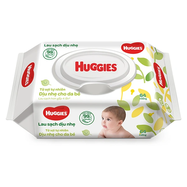 Khăn ướt Huggies Clean Care không mùi gói 64 miếng 1