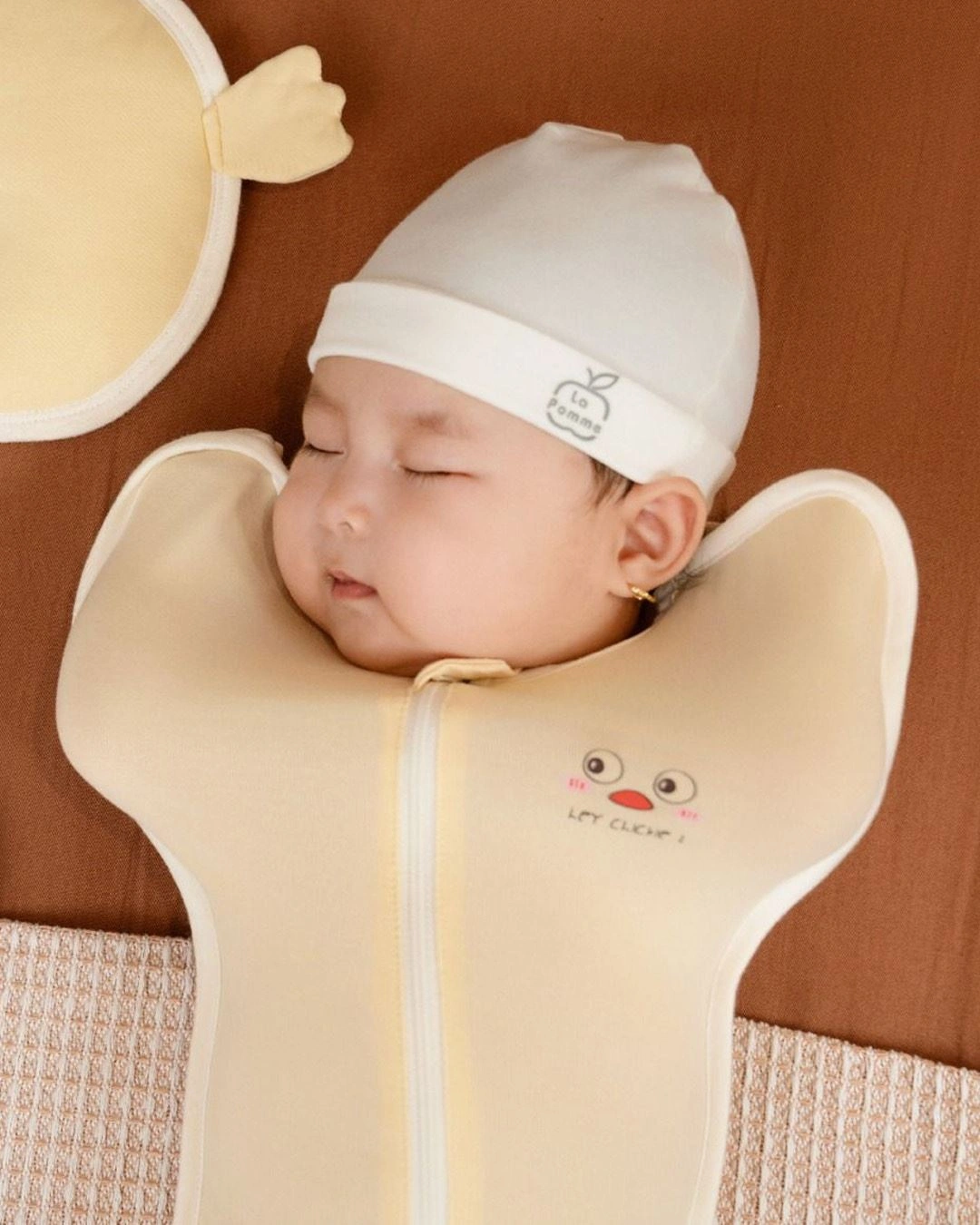 Nhộng chũn có khóa gà con ngộ nghĩnh La Pomme 1 - 3 tháng màu vàng, viền trắng 3