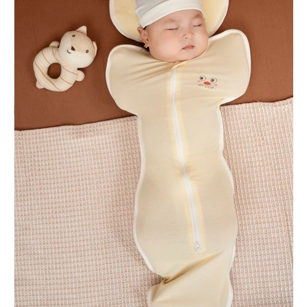 Nhộng chũn unisex La Pomme sợi tre vàng - trắng