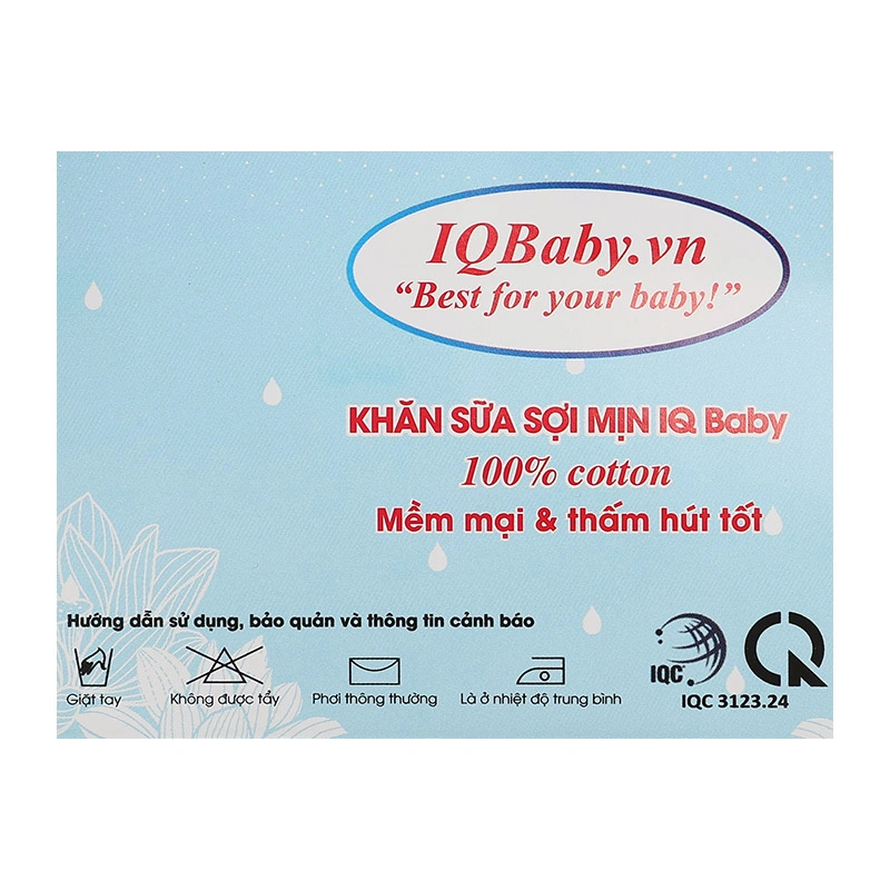 Set 10 cái khăn sữa cotton IQ Baby 4 lớp 25x27 cm 8