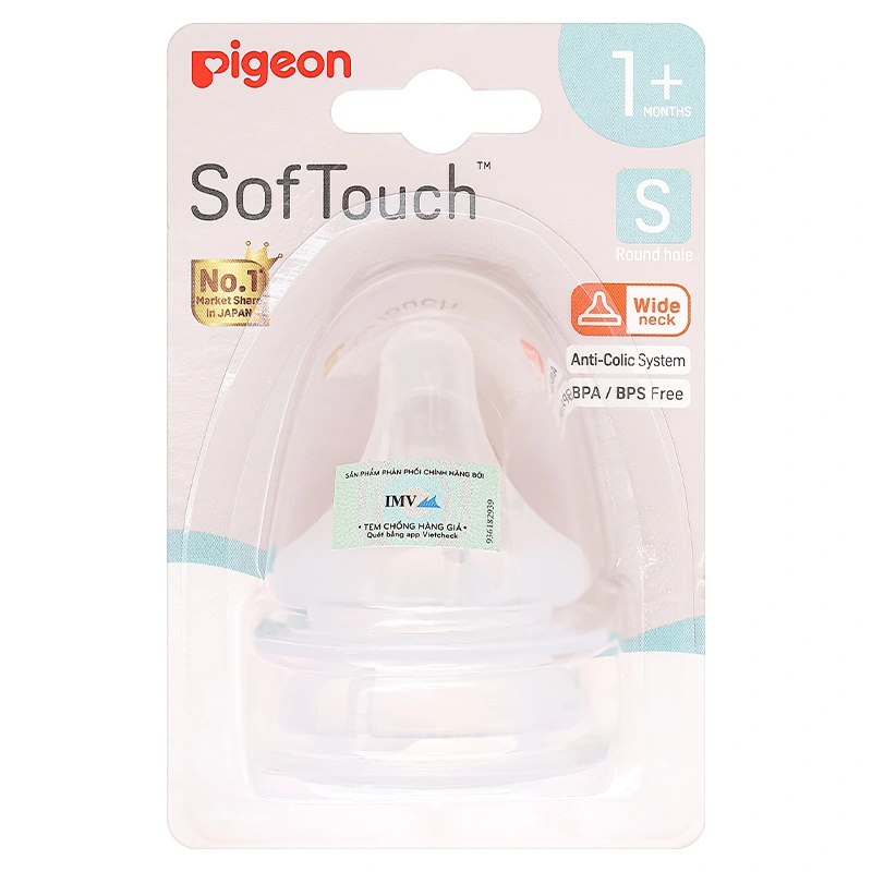Bộ 2 núm ti Pigeon siêu mềm Plus WN3 cổ rộng size M (3 - 6 tháng) 9