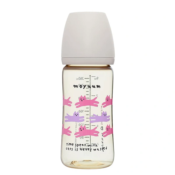 Bình sữa nhựa PPSU Moyuum cổ rộng 270 ml - Hình mèo (từ 2 tháng) 1