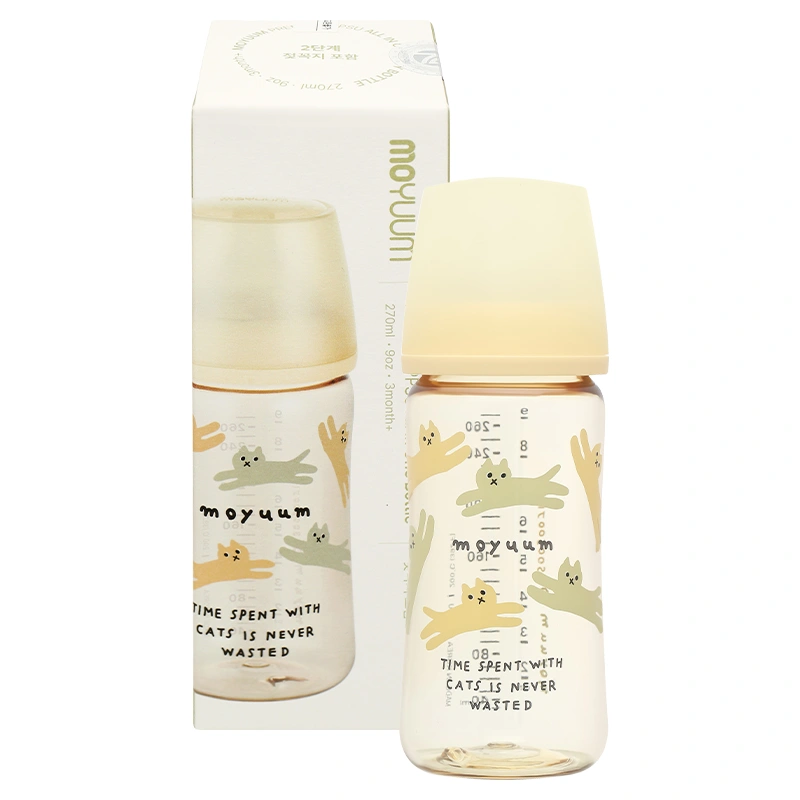 Bình sữa nhựa PPSU Moyuum cổ rộng thế hệ 3 270 ml - Mèo vàng (từ 3 tháng) 9