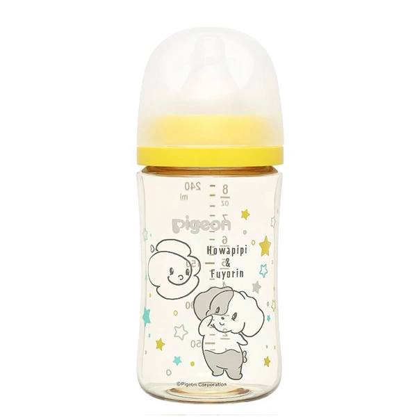 Bình sữa nhựa PPSU Pigeon Howapipi WN3 cổ rộng 240 ml màu vàng (từ 3 tháng) 1