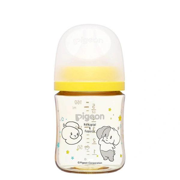 Bình sữa nhựa PPSU Pigeon Howapipi WN3 cổ rộng 160 ml màu vàng (0 - 3 tháng) 1
