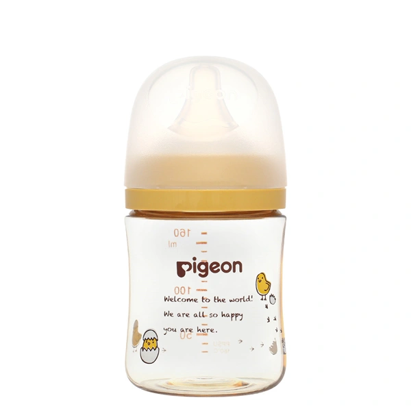 Bình sữa nhựa PPSU Pigeon Plus WN3 cổ rộng phiên bản Nhật 160 ml - Hình gà con (0 - 3 tháng) 1