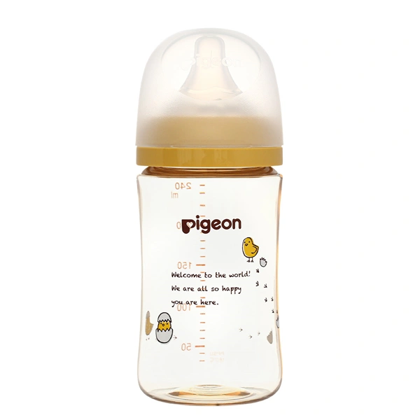 Bình sữa nhựa PPSU Pigeon Plus WN3 cổ rộng phiên bản Nhật 240 ml - Hình gà con (từ 3 tháng) 1
