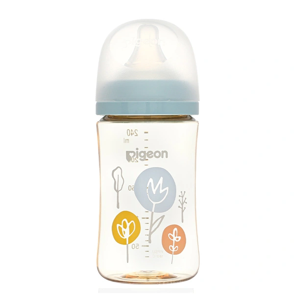 Bình sữa nhựa PPSU Pigeon Plus WN3 cổ rộng phiên bản Nhật 240 ml - Hình hoa (từ 3 tháng) 1