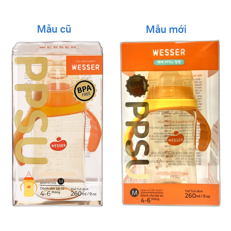 Bình sữa nhựa PPSU Wesser TBSWPP260 cổ rộng 260 ml (4 - 6 tháng) 2