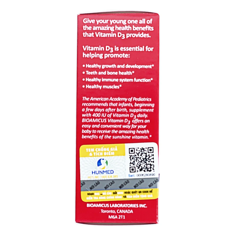 BioAmicus Vitamin D3 hỗ trợ tốt sức khỏe xương, răng, 10.3 ml dạng nhỏ giọt (từ 0 tháng) 5