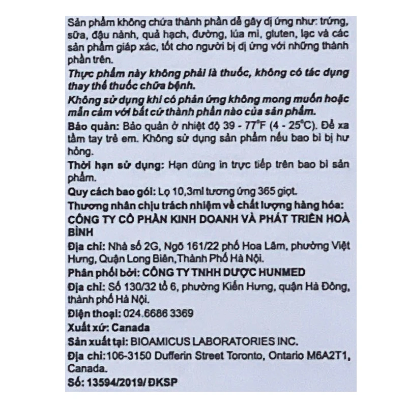 BioAmicus Vitamin D3 hỗ trợ tốt sức khỏe xương, răng, 10.3 ml dạng nhỏ giọt (từ 0 tháng) 8