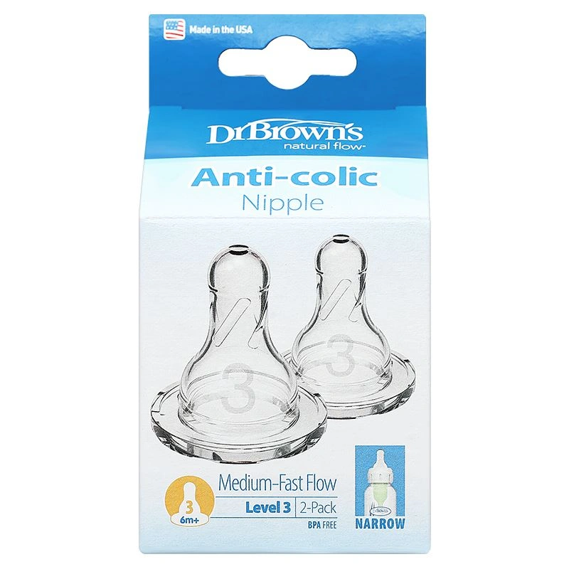 Bộ 2 núm ti Dr.Brown's cổ hẹp size 4 (từ 9 tháng) - Giao ngẫu nhiên 15