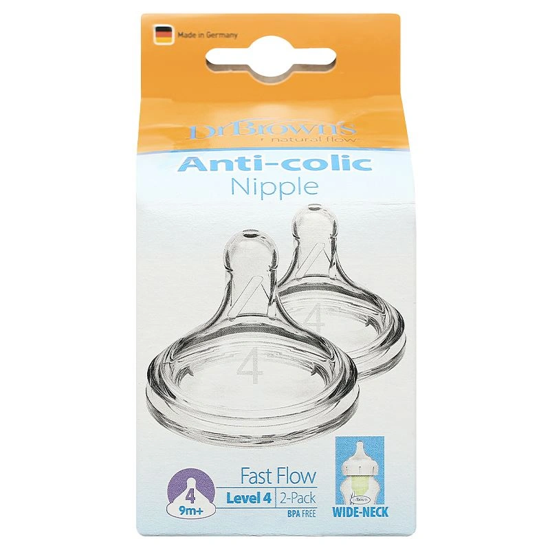 Bộ 2 núm ti Dr.Brown's cổ rộng size 4 (từ 9 tháng) - Giao ngẫu nhiên 3