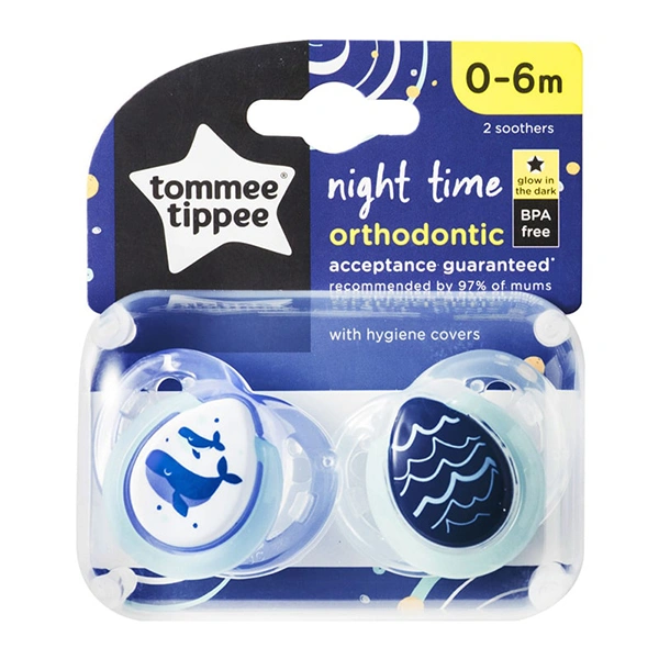 Bộ 2 ti ngậm Tommee Tippee dạ quang Night Time 433372 (0 - 6 tháng) - Màu ngẫu nhiên 1