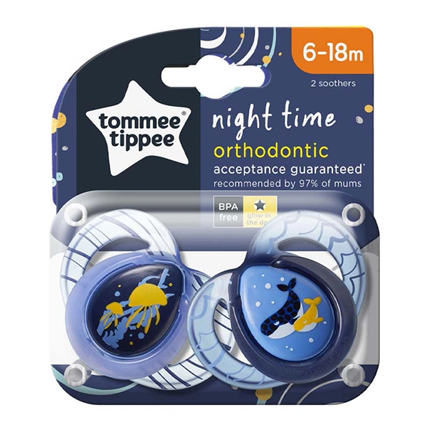 Bộ 2 ti ngậm Tommee Tippee dạ quang Night Time 433374 (6 - 18 tháng) - Màu ngẫu nhiên 1