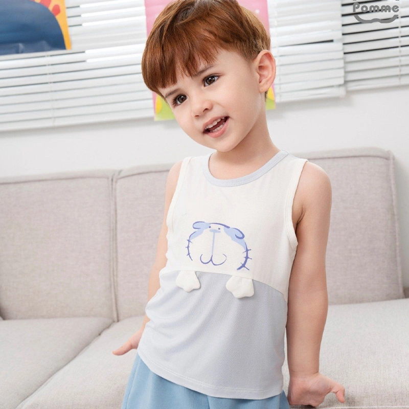 Bộ sát nách bé trai La Pomme little friend màu xanh dương - trắng 3