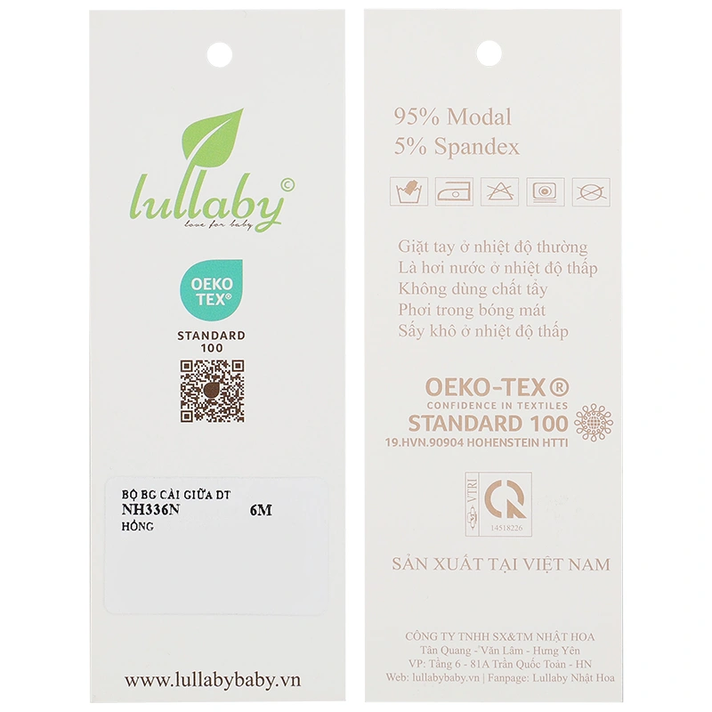 Bộ tay dài cài giữa bé gái Lullaby NH336N màu trắng 26