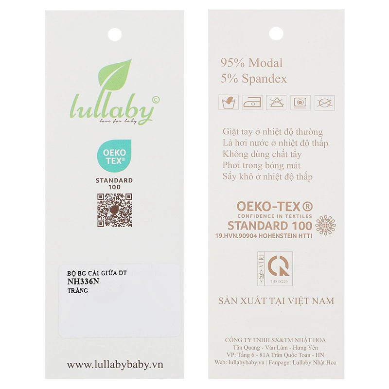 Bộ tay dài cài giữa bé gái Lullaby NH336N màu trắng 12