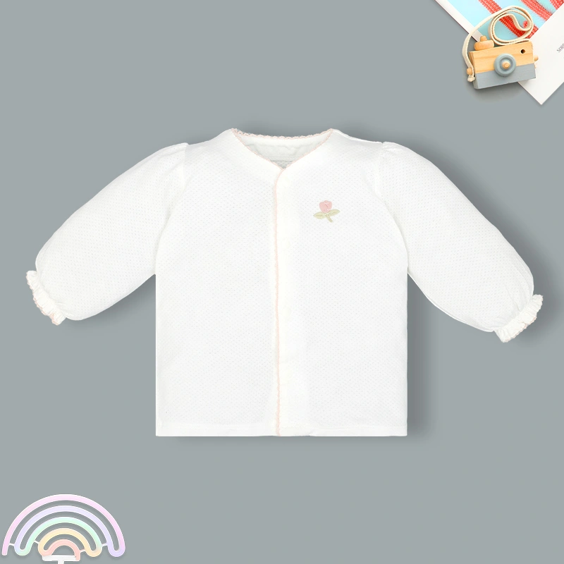Bộ tay dài cài giữa bé gái Lullaby NH336N màu trắng 2
