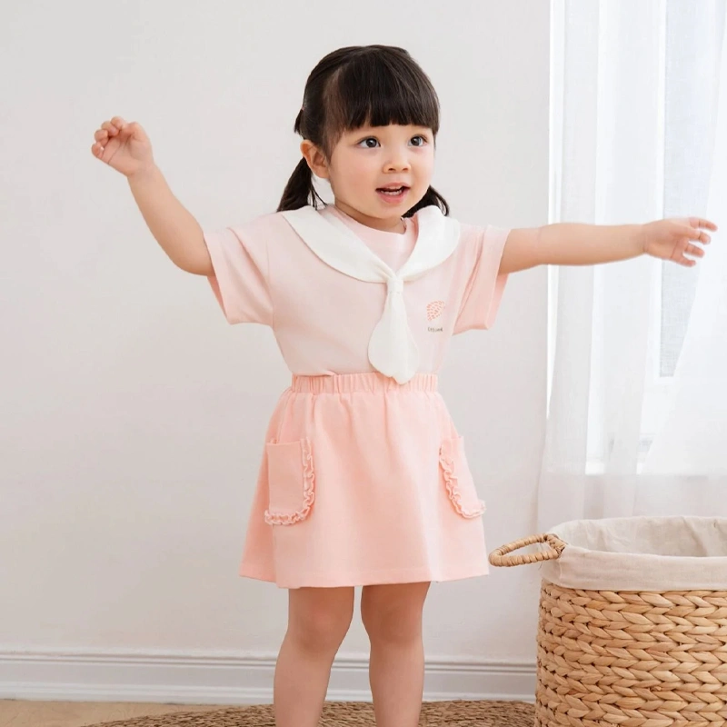 Bộ tay ngắn bé gái La Pomme ánh nắng nhỏ màu hồng 2