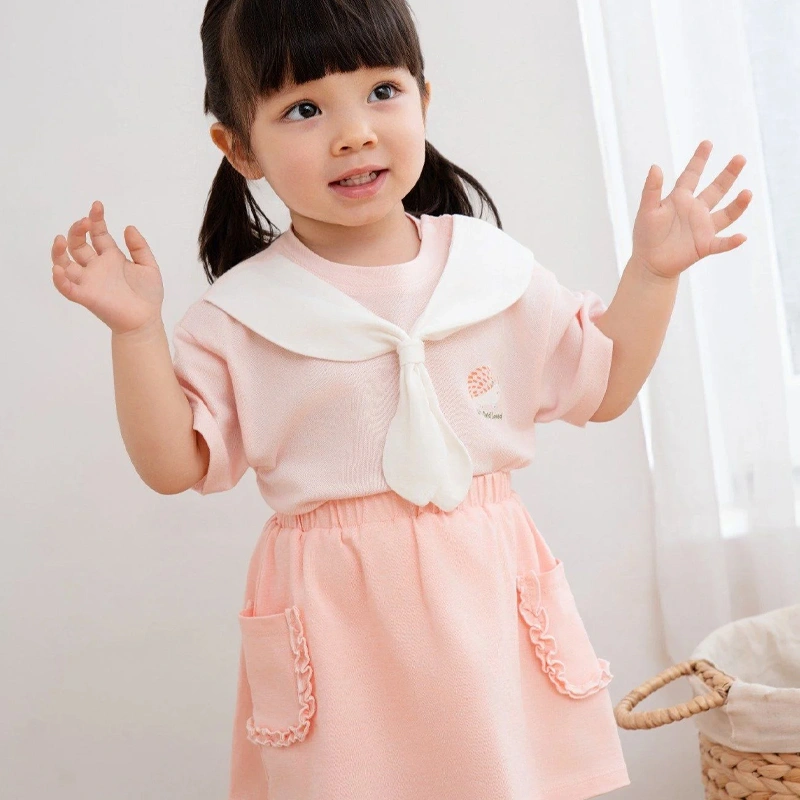 Bộ tay ngắn bé gái La Pomme ánh nắng nhỏ màu hồng 3