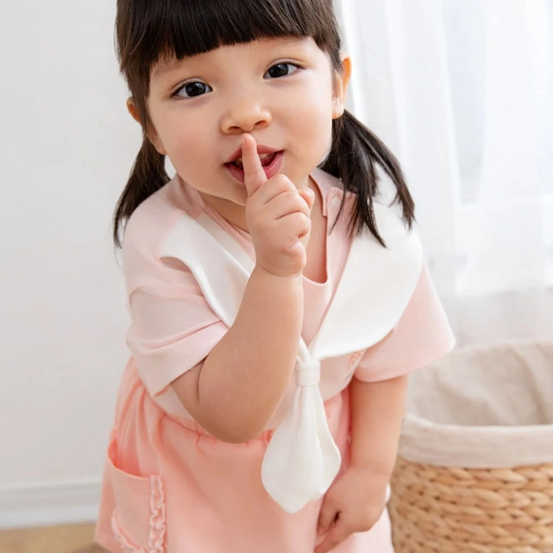 Bộ tay ngắn bé gái La Pomme ánh nắng nhỏ màu hồng 4