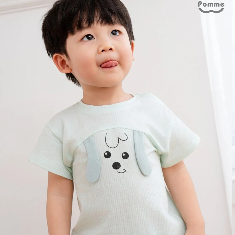 Bộ tay ngắn bé trai La Pomme chơi cùng bé con màu xanh lá 3