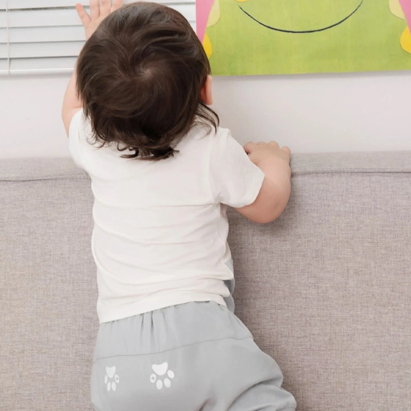 Bộ tay ngắn cài giữa bạn nhỏ dễ thương La Pomme màu ghi - trắng 4