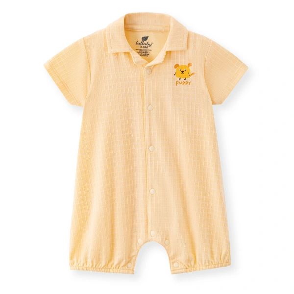 Bodysuit bé trai kẻ caro Lullaby NH445N màu nâu be 5