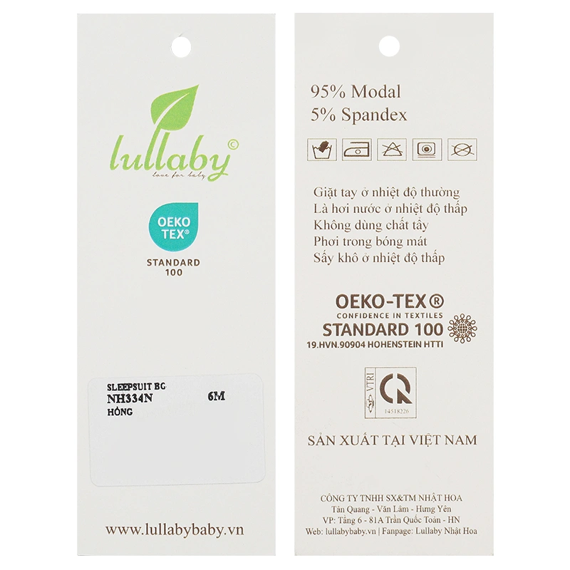 Bodysuit cài giữa bé gái Lullaby NH334N màu hồng 10