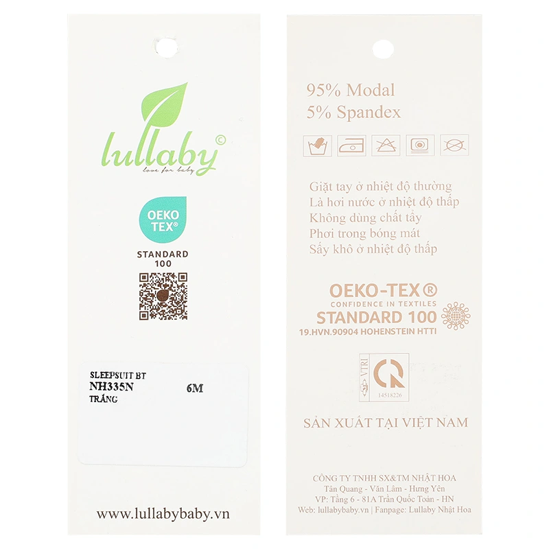 Bodysuit cài giữa bé trai Lullaby NH335N màu trắng 10