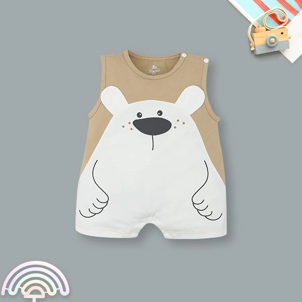 Bodysuit bé trai Pony Kids cotton nâu - trắng