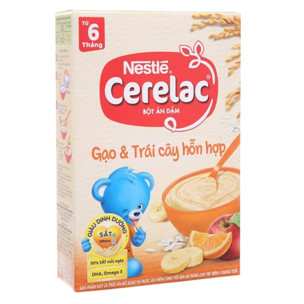 Bột ăn dặm Nestlé Cerelac gạo, trái cây hỗn hợp hộp 200g (từ 6 tháng) 1