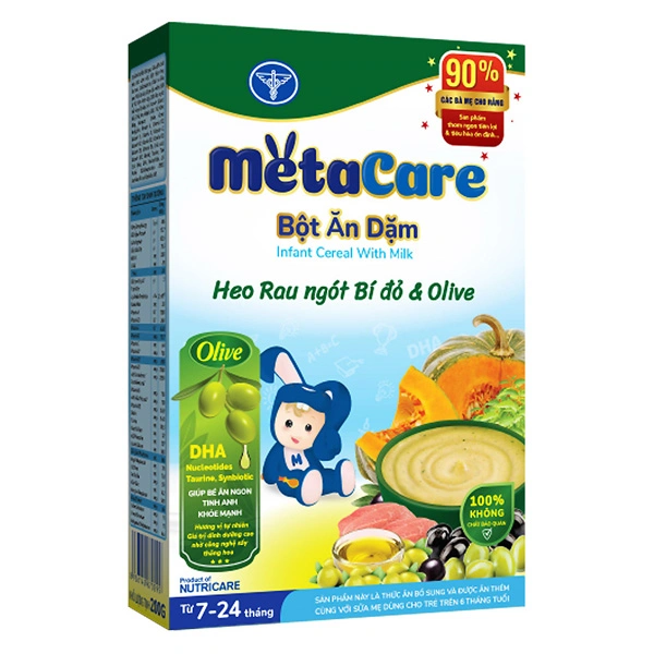 Bột ăn dặm MetaCare heo, rau ngót, bí đỏ và olive hộp 200g (7 - 24 tháng) 1
