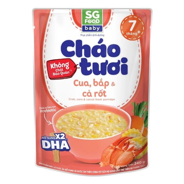 Cháo tươi SG Food Baby vị cua, bắp và cà rốt