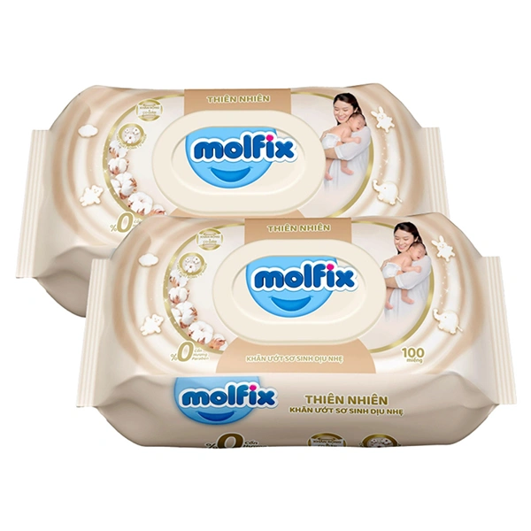 Combo 2 khăn ướt Molfix sơ sinh dịu nhẹ