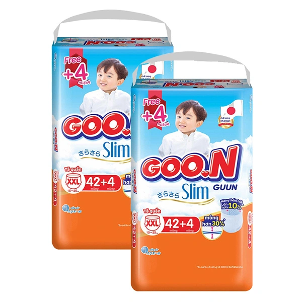 Combo 2 tã quần GOO.N Slim size XXL 42 + 4 miếng/bịch (15 - 25 kg) - Giao bao bì ngẫu nhiên 1