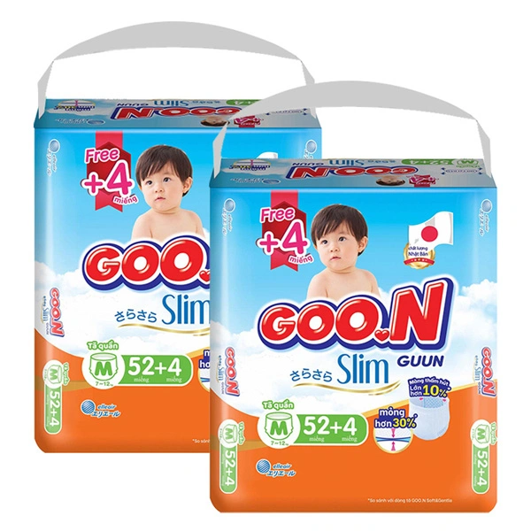 Combo 2 tã quần GOO.N Slim size M 52 + 4 miếng/bịch (7 - 12 kg) - Giao bao bì ngẫu nhiên 1