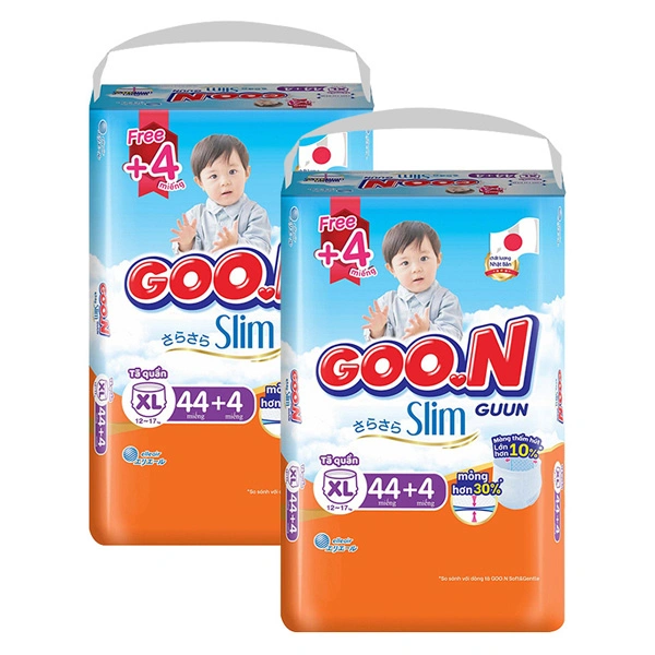 Combo 2 tã quần GOO.N Slim size XL 44 + 4 miếng/bịch (12 - 17 kg) - Giao bao bì ngẫu nhiên 1