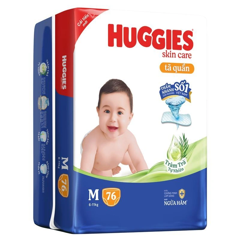 Tã quần Huggies Skincare cực đại size M 76 miếng (6 - 11 kg) - Giao bao bì ngẫu nhiên 4