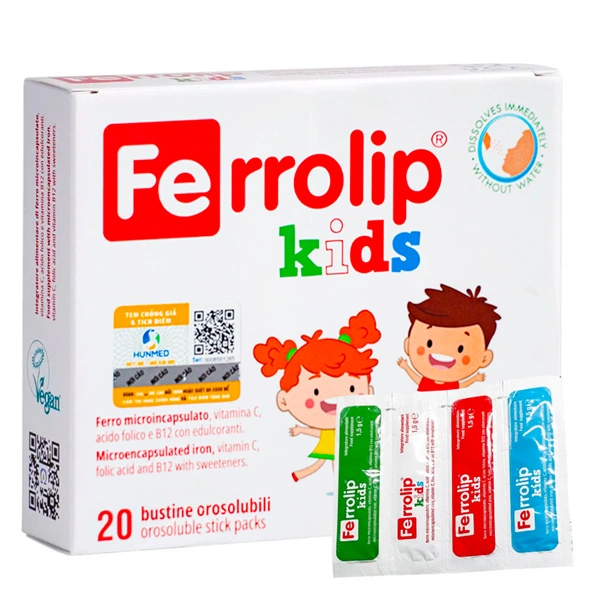 Ferrolip Kids bổ sung sắt hương dâu, 20 gói dạng bột (từ 1 tuổi) 1