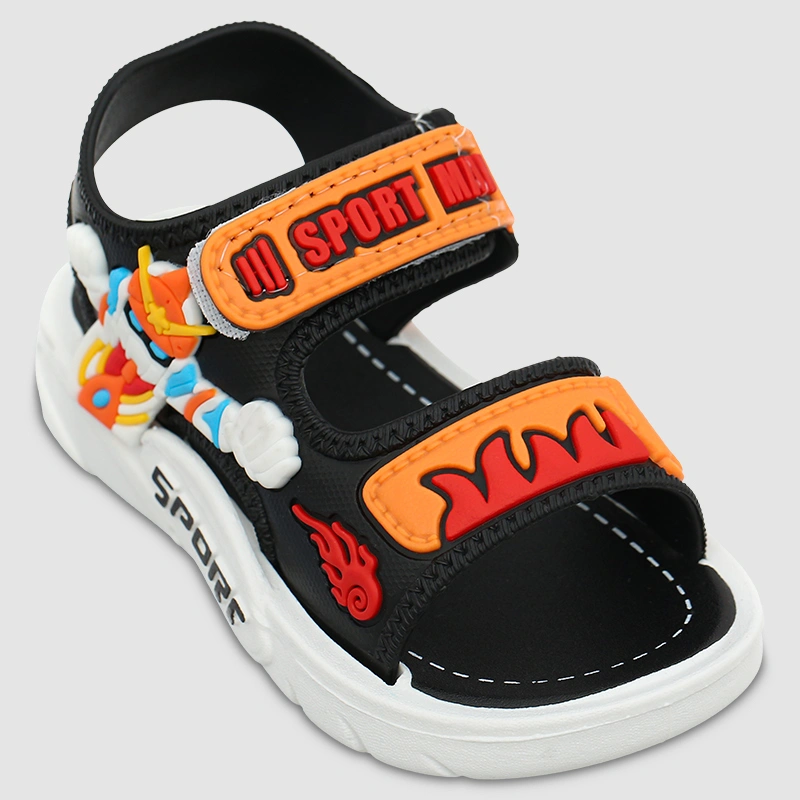 Giày sandal cho bé trai HappyTime DS004 màu cam - đen 2