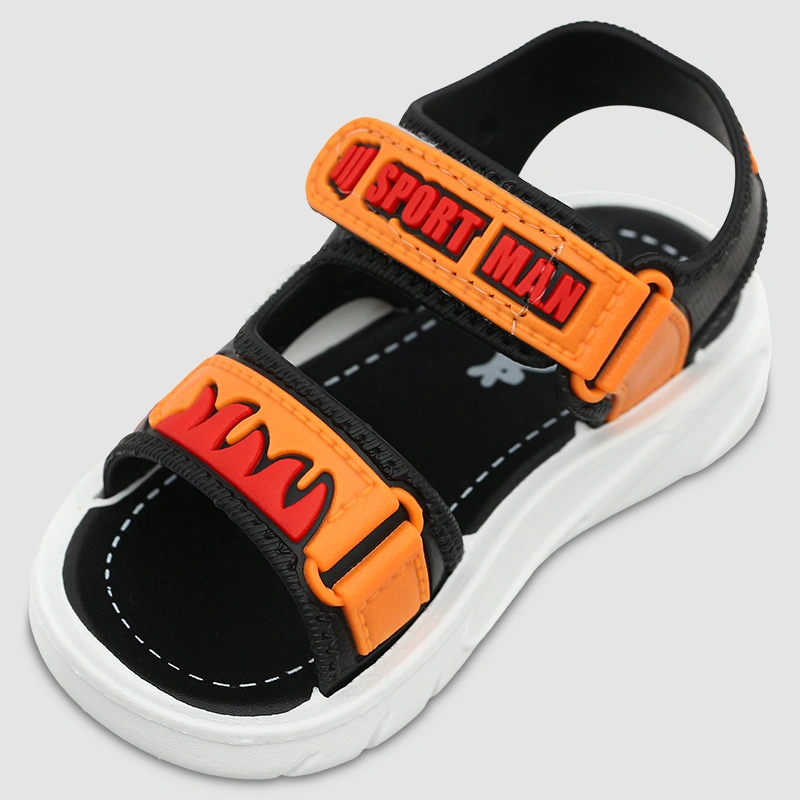 Giày sandal cho bé trai HappyTime DS004 màu cam - đen 3