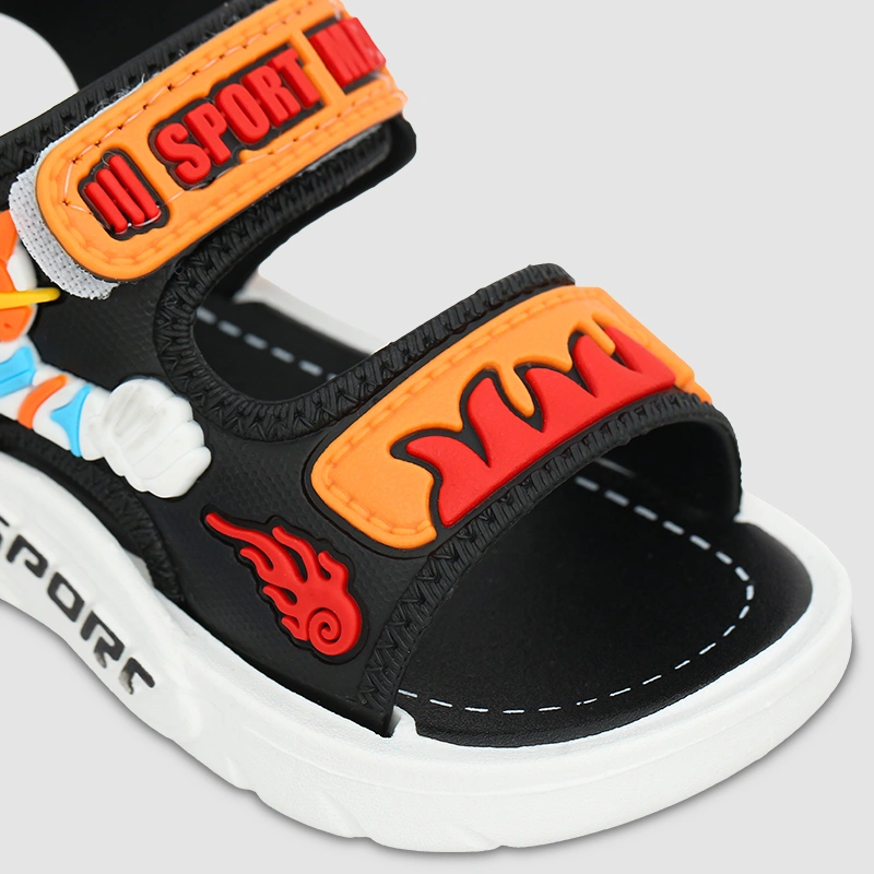 Giày sandal cho bé trai HappyTime DS004 màu cam - đen 5