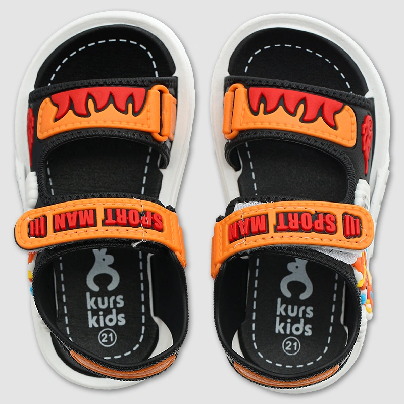 Giày sandal cho bé trai HappyTime DS004 màu cam - đen 8